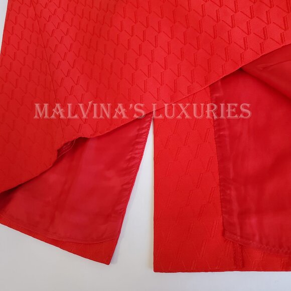 VALENTINO ROMA SKIRT RED COTTON V SIGNATURE LOGO PRINT PENCIL KNEE LENGTH 48 14 - Picture 4 of 9